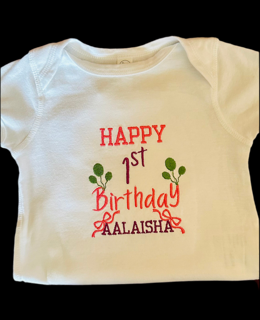 First Birthday Embroidered Bodysuit Personalized Party Outfit Keepsake