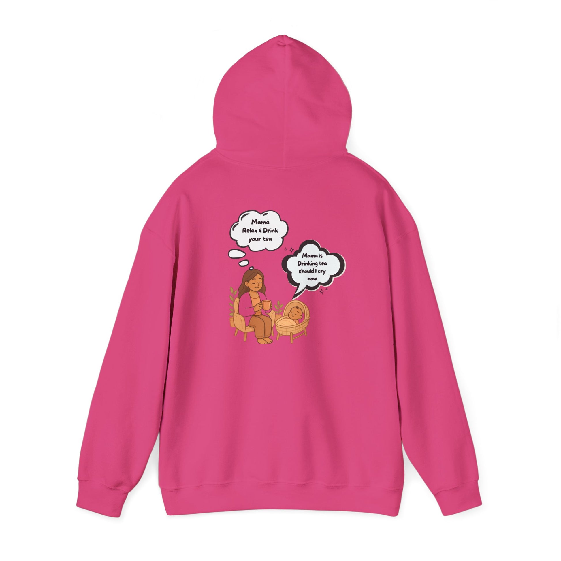 Mama Relax and Drink Your Tea Unisex Hoodie, Funny Quote Sweatshirt for New Moms, Baby Showers, Tealover Gift, Mama Sleeping Design