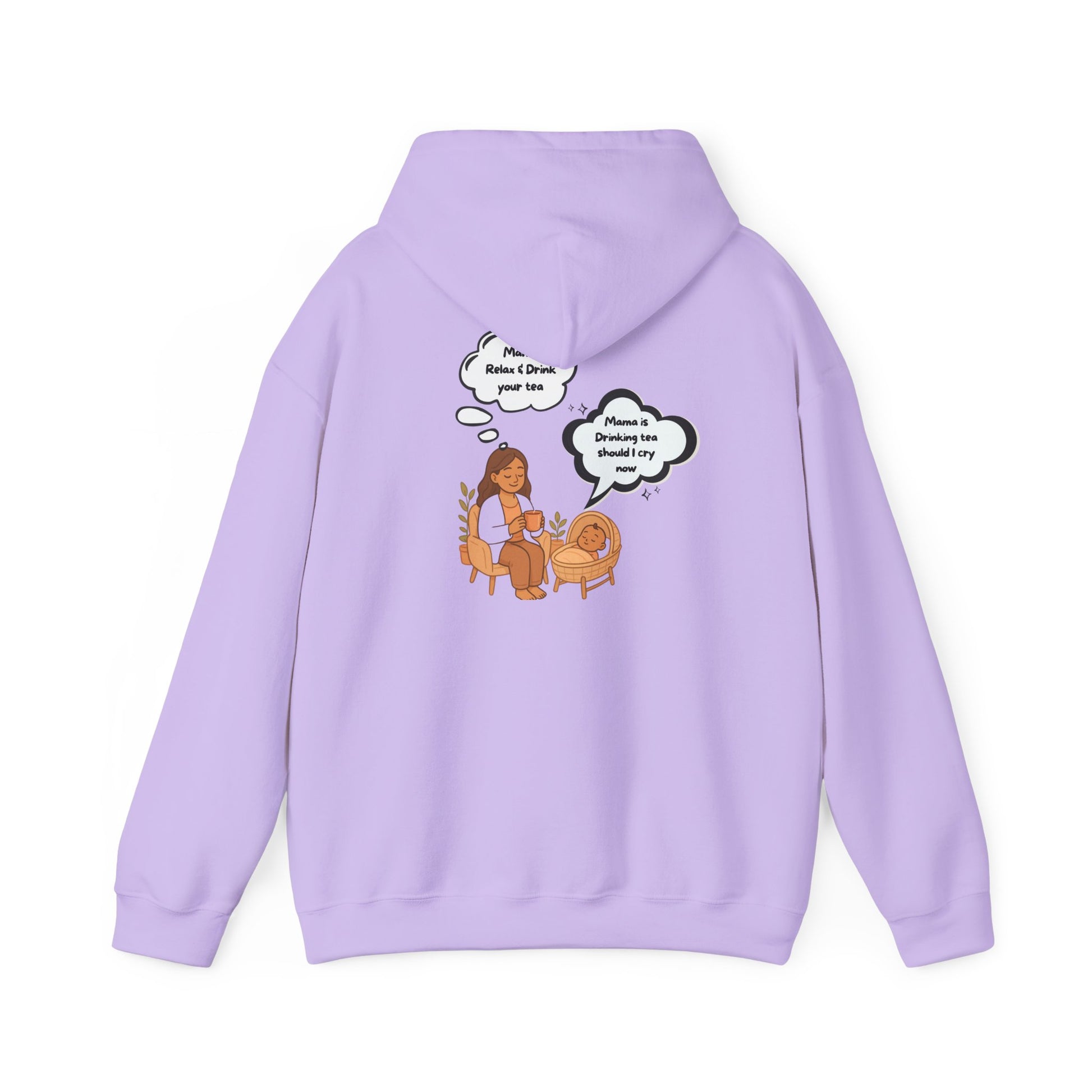 Mama Relax and Drink Your Tea Unisex Hoodie, Funny Quote Sweatshirt for New Moms, Baby Showers, Tealover Gift, Mama Sleeping Design