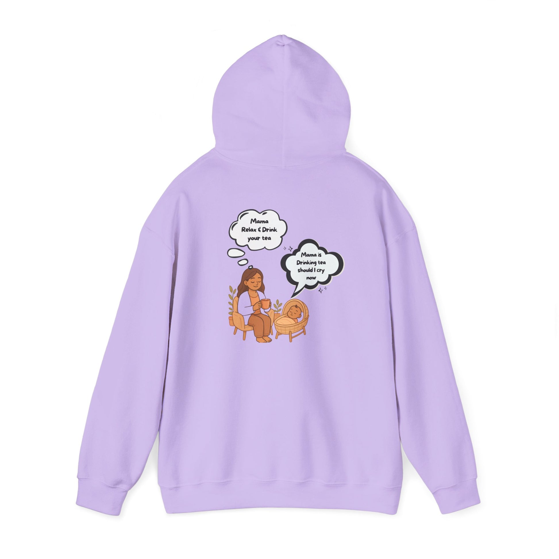 Mama Relax and Drink Your Tea Unisex Hoodie, Funny Quote Sweatshirt for New Moms, Baby Showers, Tealover Gift, Mama Sleeping Design