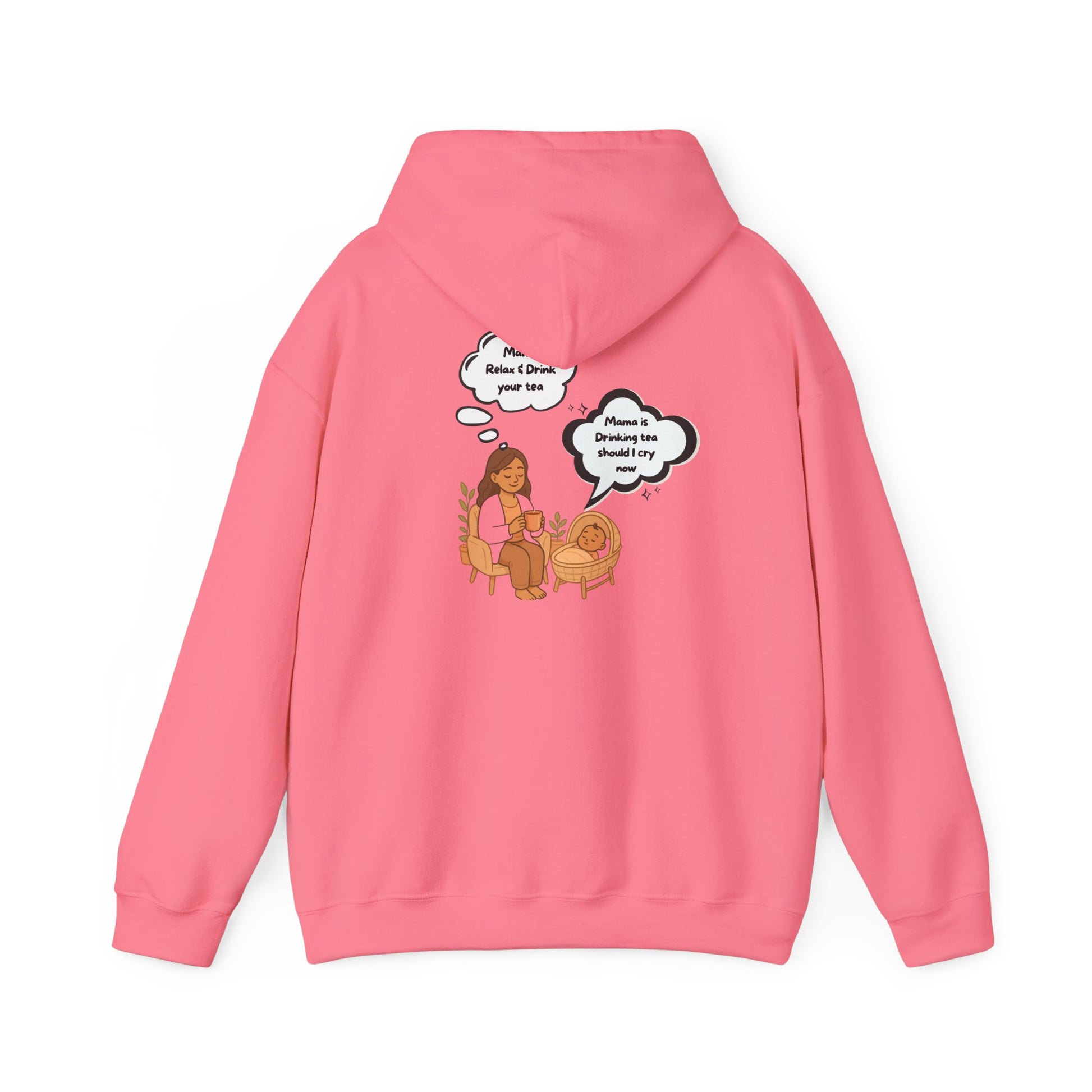 Mama Relax and Drink Your Tea Unisex Hoodie, Funny Quote Sweatshirt for New Moms, Baby Showers, Tealover Gift, Mama Sleeping Design