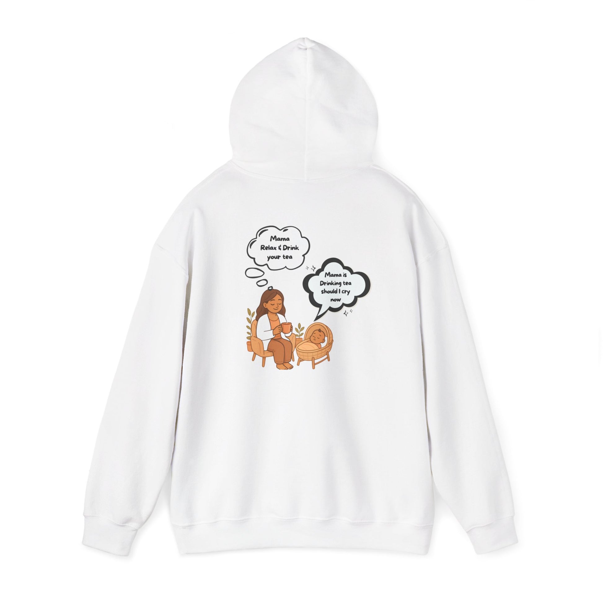Mama Relax and Drink Your Tea Unisex Hoodie, Funny Quote Sweatshirt for New Moms, Baby Showers, Tealover Gift, Mama Sleeping Design