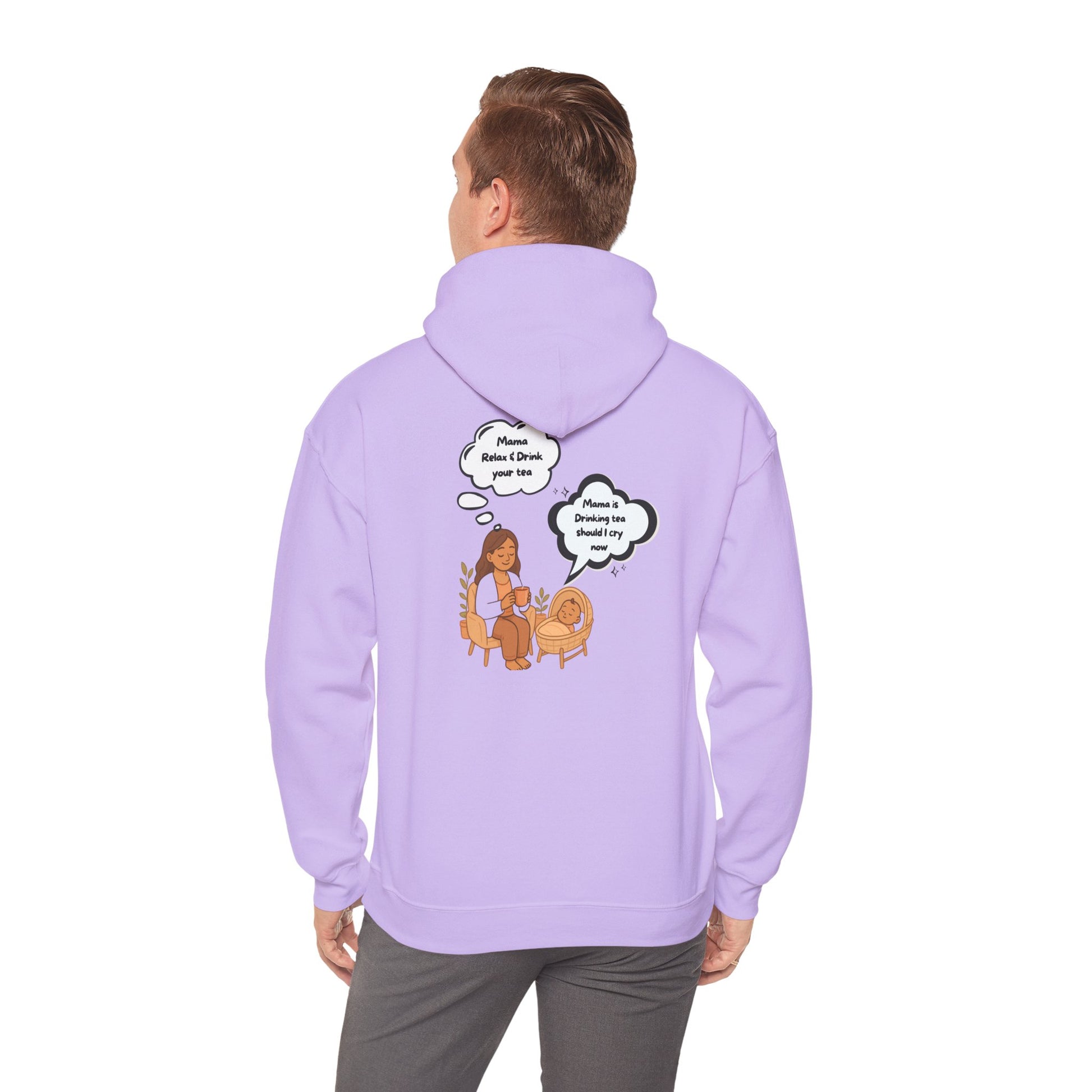 Mama Relax and Drink Your Tea Unisex Hoodie, Funny Quote Sweatshirt for New Moms, Baby Showers, Tealover Gift, Mama Sleeping Design