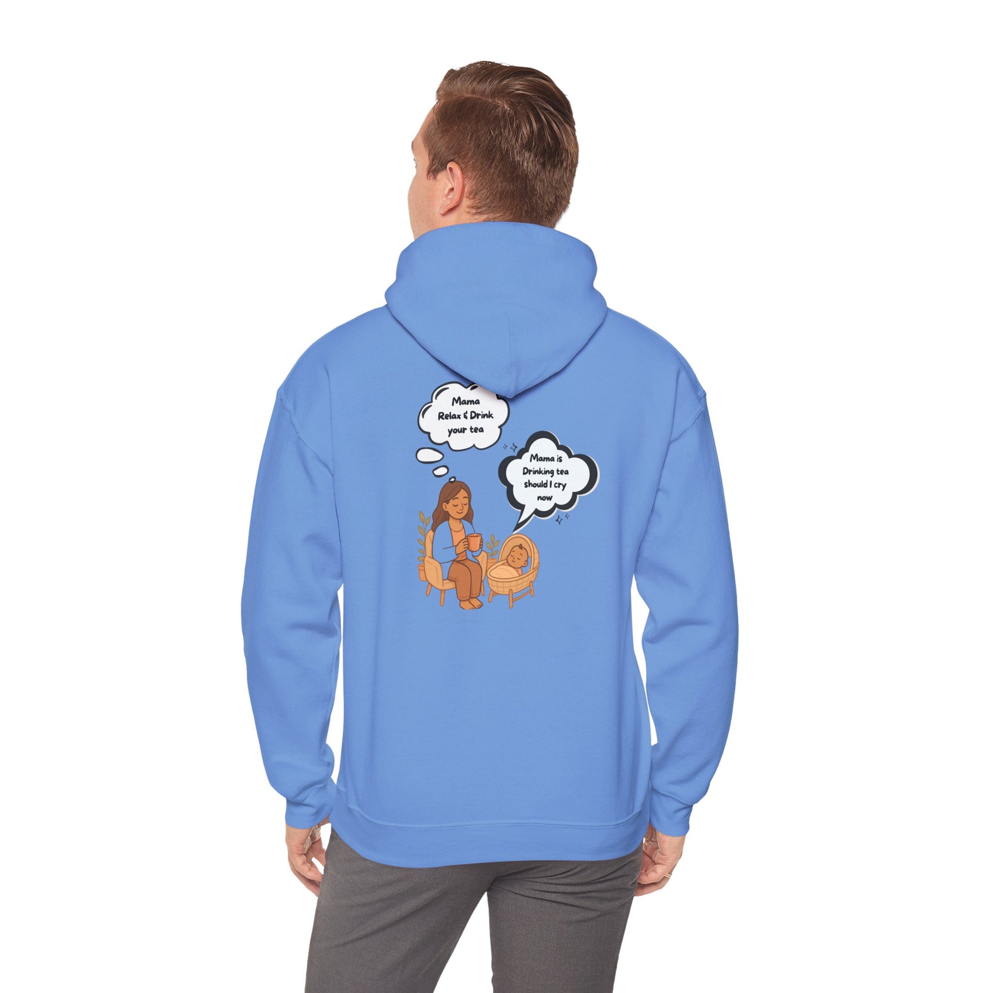 Mama Relax and Drink Your Tea Unisex Hoodie, Funny Quote Sweatshirt for New Moms, Baby Showers, Tealover Gift, Mama Sleeping Design