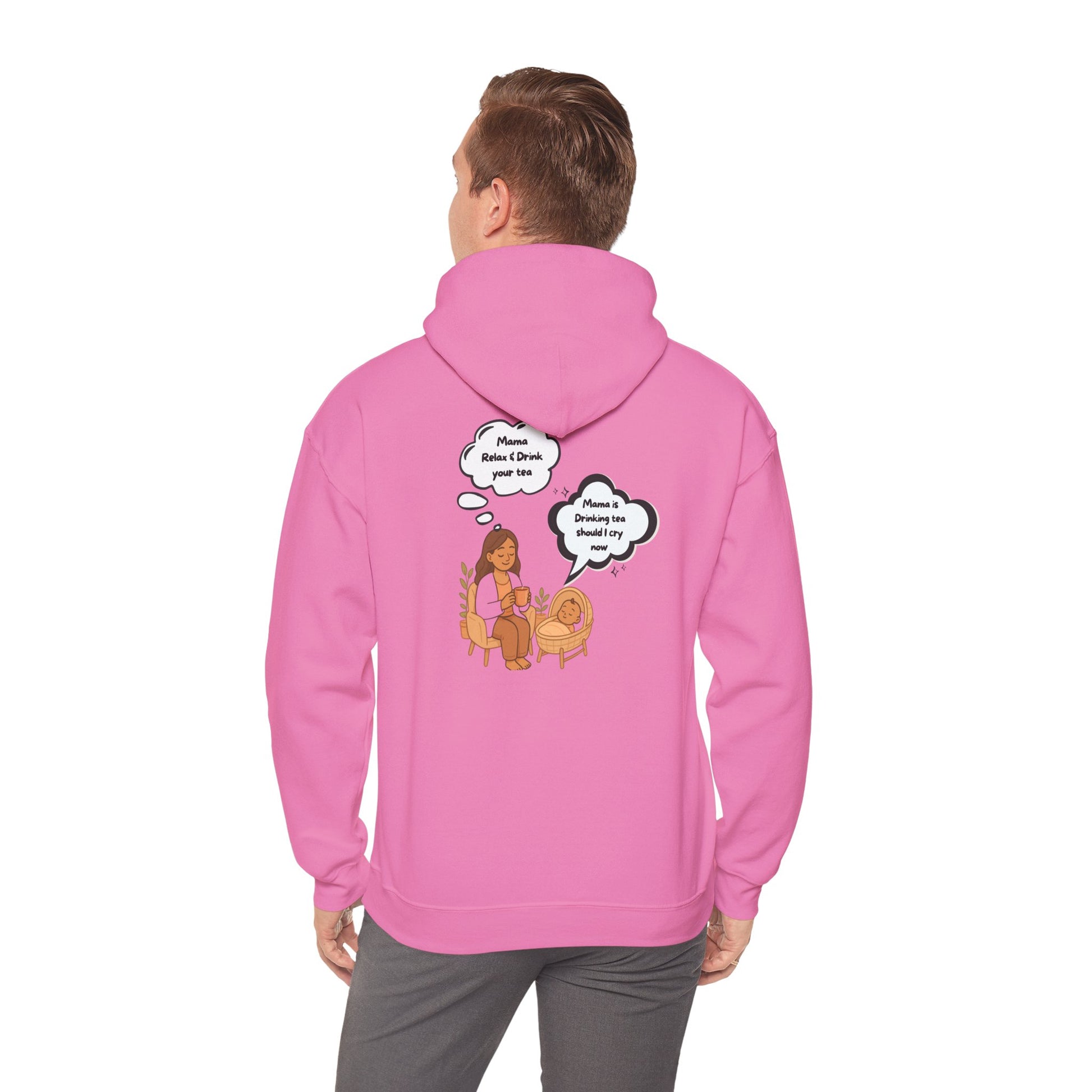 Mama Relax and Drink Your Tea Unisex Hoodie, Funny Quote Sweatshirt for New Moms, Baby Showers, Tealover Gift, Mama Sleeping Design