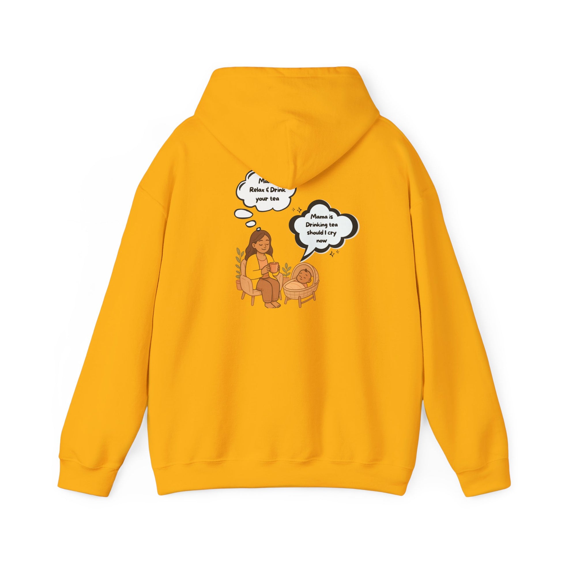 Mama Relax and Drink Your Tea Unisex Hoodie, Funny Quote Sweatshirt for New Moms, Baby Showers, Tealover Gift, Mama Sleeping Design