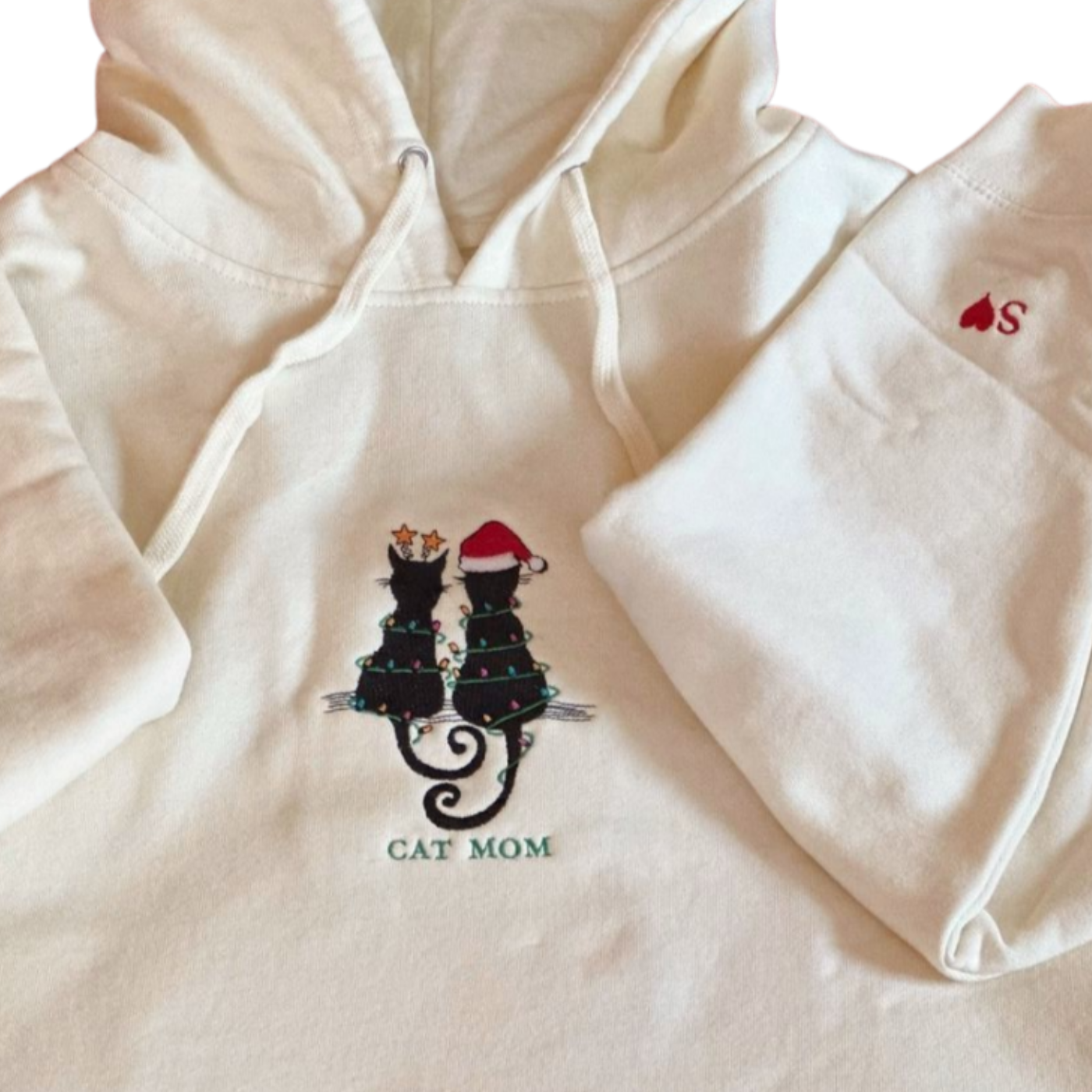 Cat Mom Hoodie Embroidered Cat Lover Sweatshirt