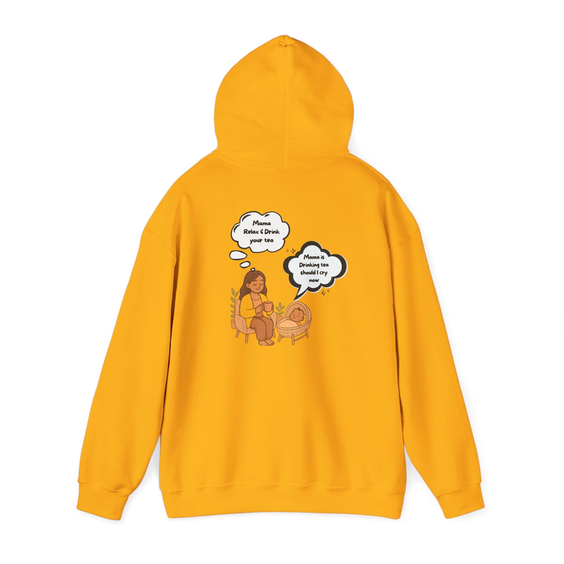 Mama Relax and Drink Your Tea Unisex Hoodie, Funny Quote Sweatshirt for New Moms, Baby Showers, Tealover Gift, Mama Sleeping Design