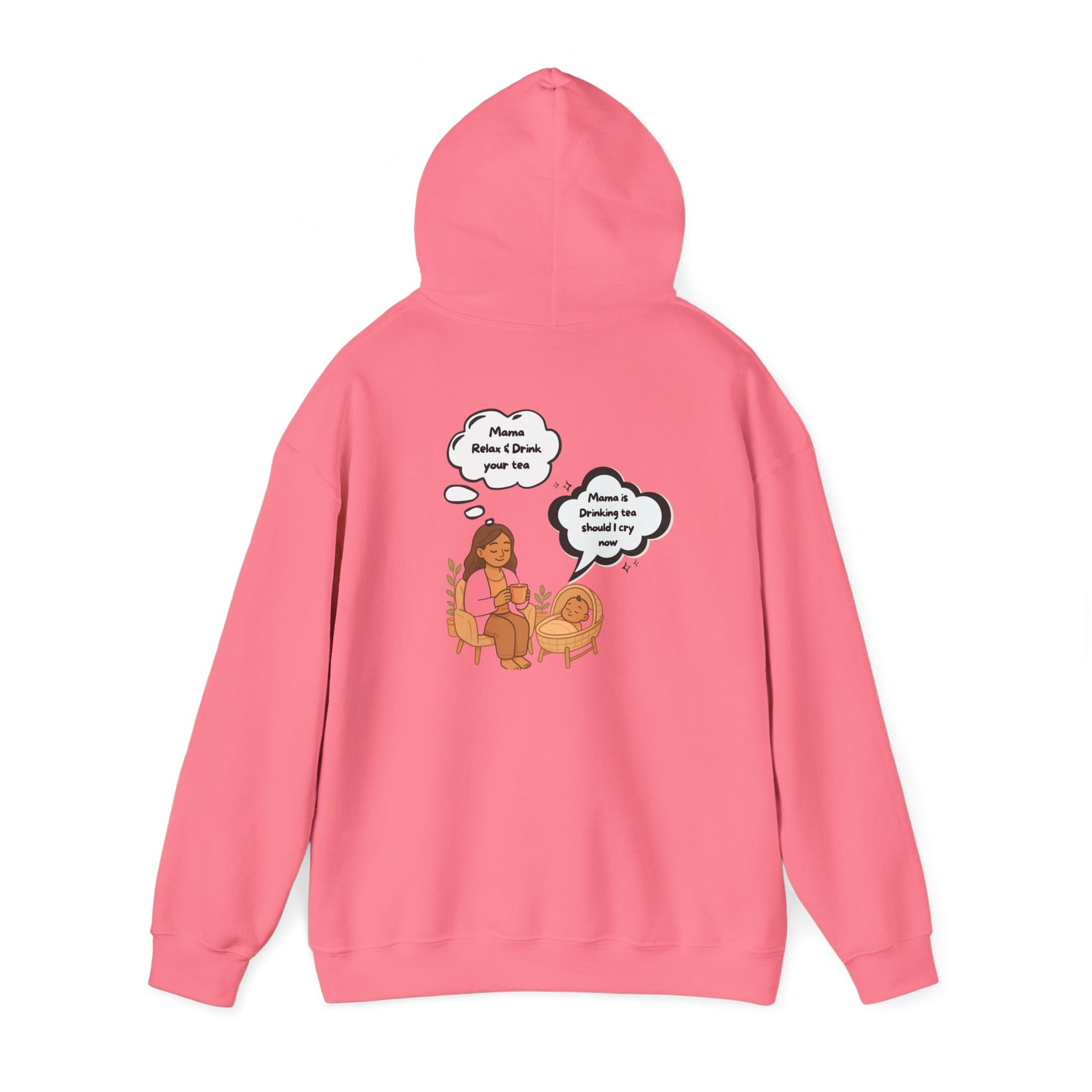 Mama Relax and Drink Your Tea Unisex Hoodie, Funny Quote Sweatshirt for New Moms, Baby Showers, Tealover Gift, Mama Sleeping Design