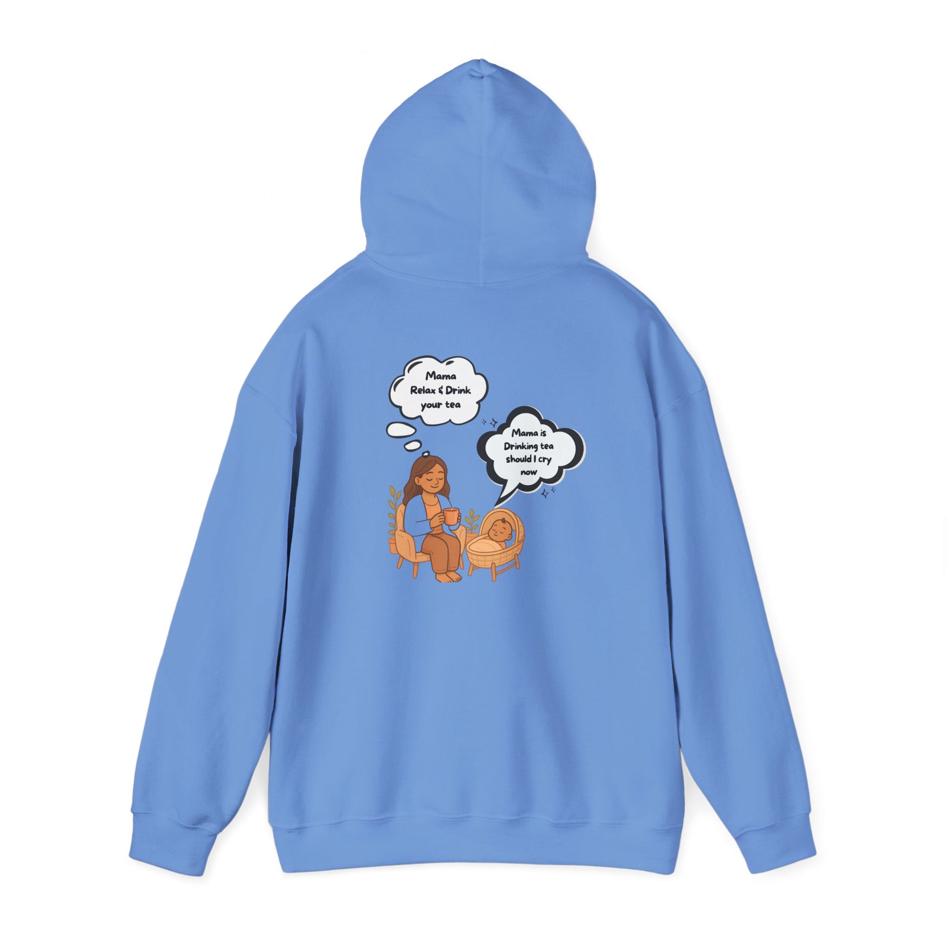 Mama Relax and Drink Your Tea Unisex Hoodie, Funny Quote Sweatshirt for New Moms, Baby Showers, Tealover Gift, Mama Sleeping Design