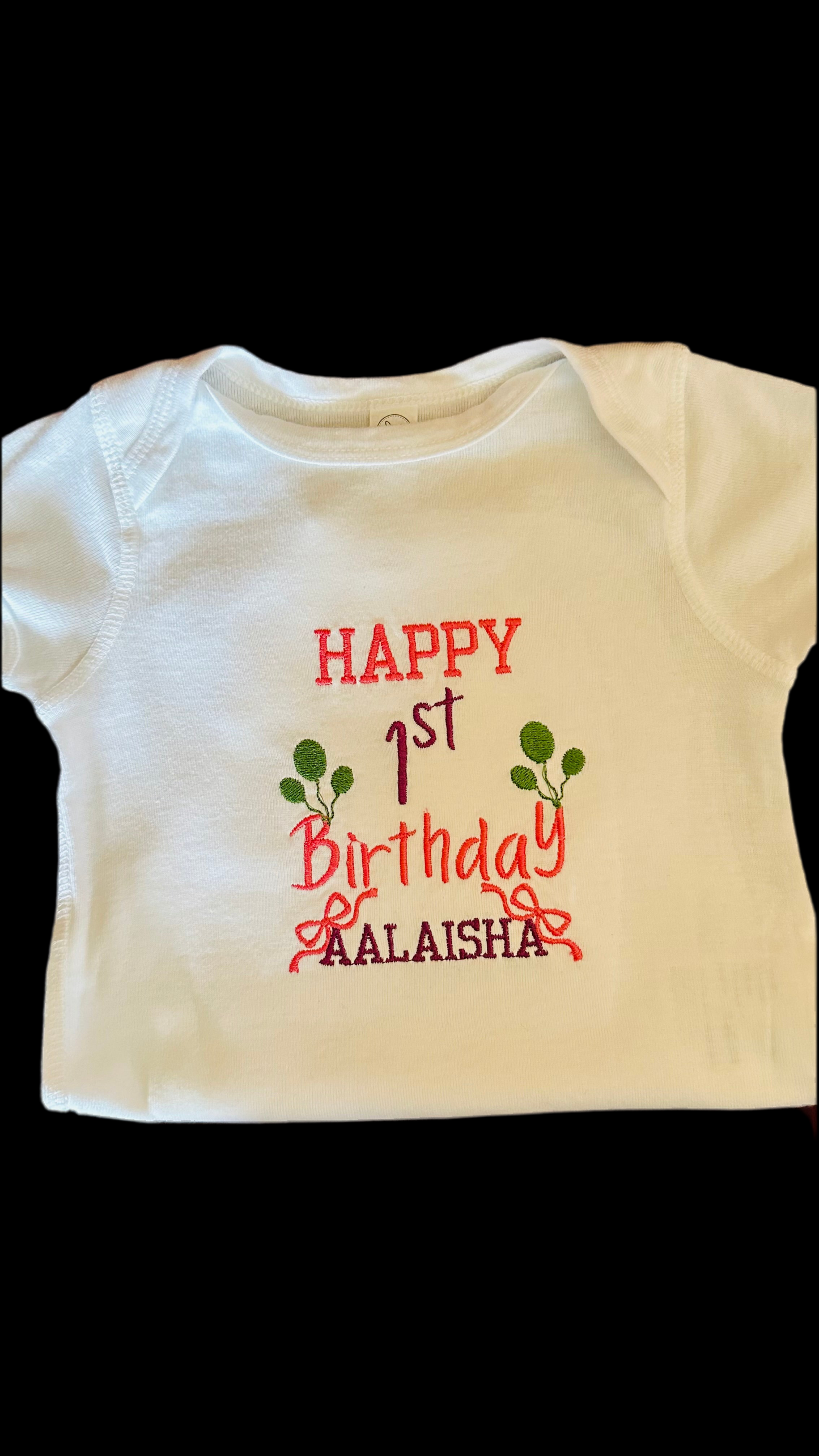 First Birthday Embroidered Bodysuit Personalized Party Outfit Keepsake