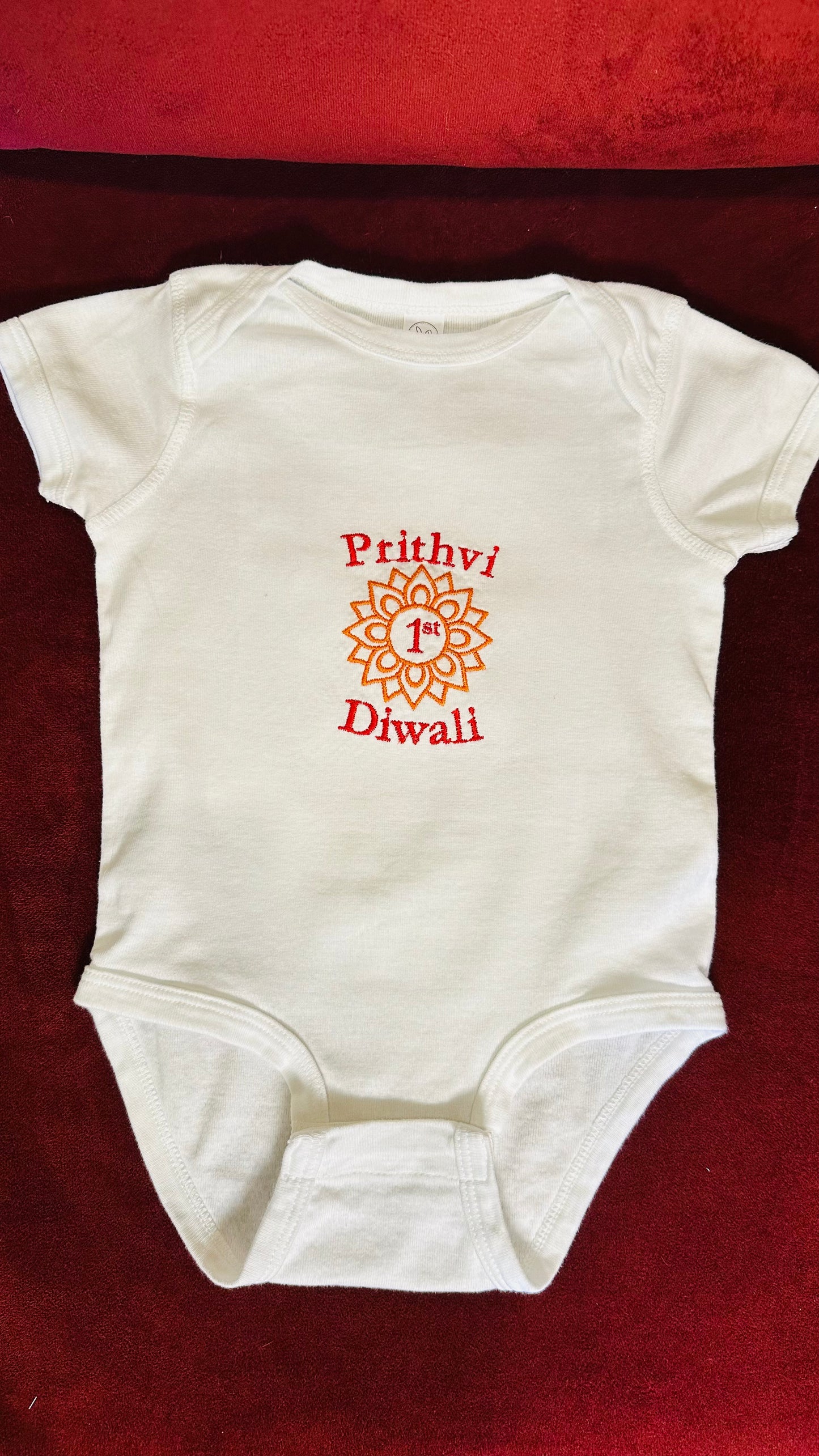 Personalized Embroidered Diwali Baby Bodysuit First Diwali Outfit Festival Baby Gift Keepsake