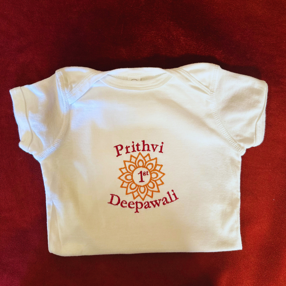 Personalized Embroidered Deepawali Baby Bodysuit My First Deepawali Outfit  Festival Baby Gift Keepsake